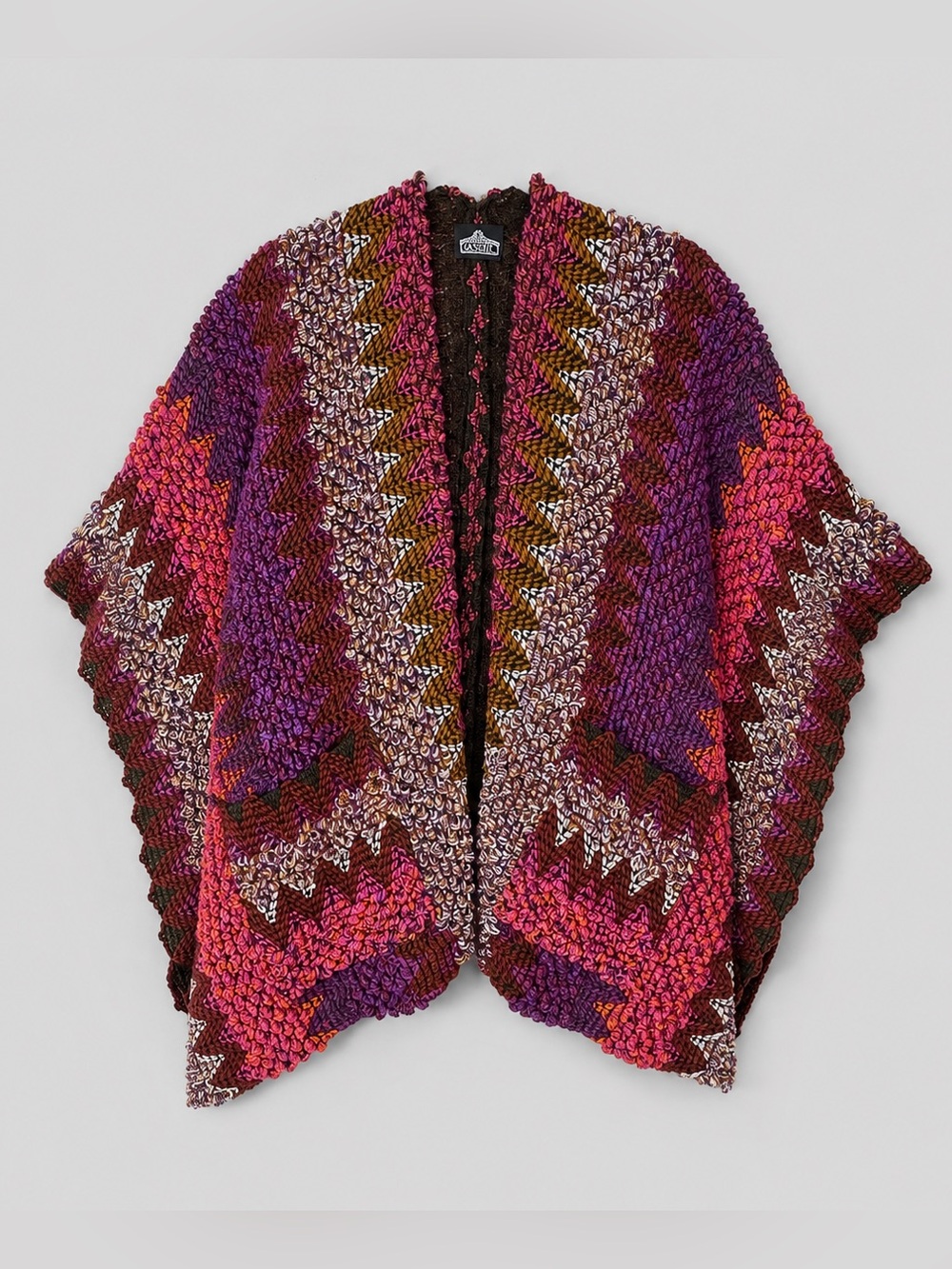 Angie Womens Bohemian Chunky Knit Poncho Wrap OS Indie Artsy Cozy Cottagecore